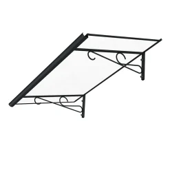 Auvent Fosti 140x79, couleur anthracite RAL7016, plaque incolore, polycarbonate solide-Arctom Best