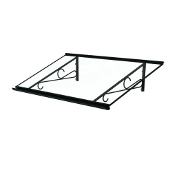 Auvent Fosti 140x79, couleur anthracite RAL7016, plaque incolore, polycarbonate solide-Arctom Best