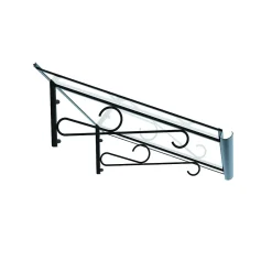 Auvent Fosti 140x79, couleur anthracite RAL7016, plaque incolore, polycarbonate solide-Arctom Best