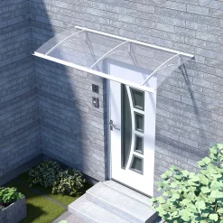 Auvent Gomo 197x84,5, couleur blanc RAL9016, plaque incolore PMMA-Arctom