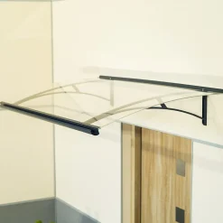 Arctom Auvent Gomo 120x84,5, couleur anthracite RAL7016, plaque incolore PMMA