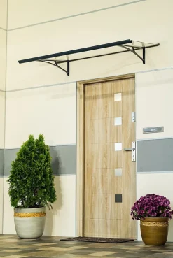 Arctom Auvent Kamios 120x83,5, couleur anthracite RAL7016, plaque incolore PMMA