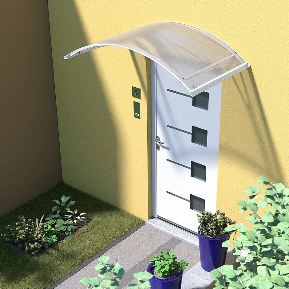 Arctom Auvent Kanon 150x90, couleur blanc RAL9016, plaque incolore