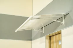 Auvent Karmel 150x83,5 couleur blanc RAL9016, plaque incolore-Arctom Clearance