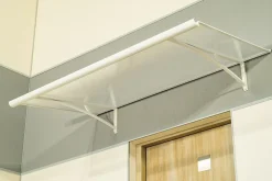 Auvent Karmel 150x83,5 couleur blanc RAL9016, plaque incolore-Arctom Clearance