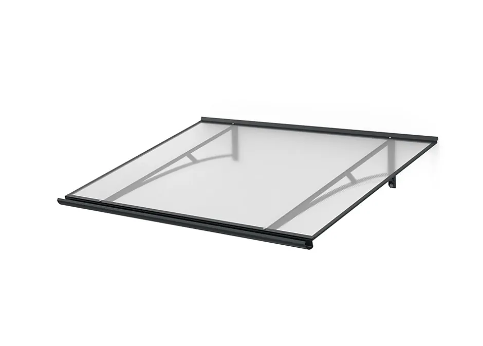 Auvent Karmel 150x83,5, couleur anthracite RAL7016, plaque incolore-Arctom Outlet