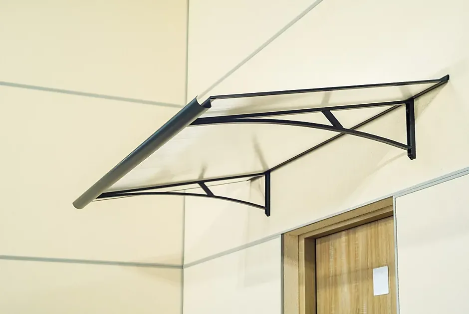 Auvent Karmel 150x83,5, couleur anthracite RAL7016, plaque incolore-Arctom Outlet