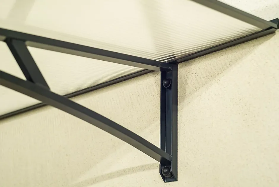 Auvent Karmel 150x83,5, couleur anthracite RAL7016, plaque incolore-Arctom Outlet