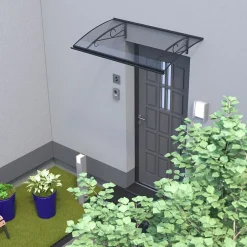 Arctom Auvent Kobi 140x82, couleur anthracite RAL7016, plaque incolore, polycarbonate solide
