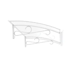 Auvent Kobi 140x82, couleur blanc RAL9016, plaque incolore, polycarbonate solide-Arctom Online