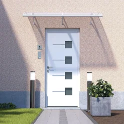 Arctom Auvent LARAU197x93, couleur blanc RAL9016, plaque incolore