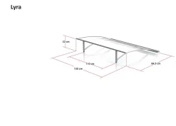 Auvent Libo 150x84,5, couleur silver RAL9006, panneau sandwich AL PE AL-Arctom Hot