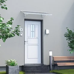 Auvent MELA 140x79, couleur blanc RAL9016, plaque incolore-Arctom Sale