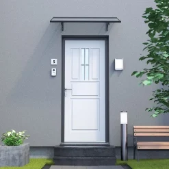 Auvent Mela 140x79, couleur anthracite RAL7016, plaque incolore-Arctom Best