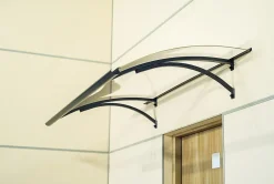 Arctom Auvent Olos 160x85, couleur blanc RAL9016, plaque incolore PMMA