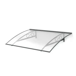 Auvent Pierro 150x90, couleur anthracite RAL7016, plaque incolore, polycarbonate alvéolaire-Arctom Best