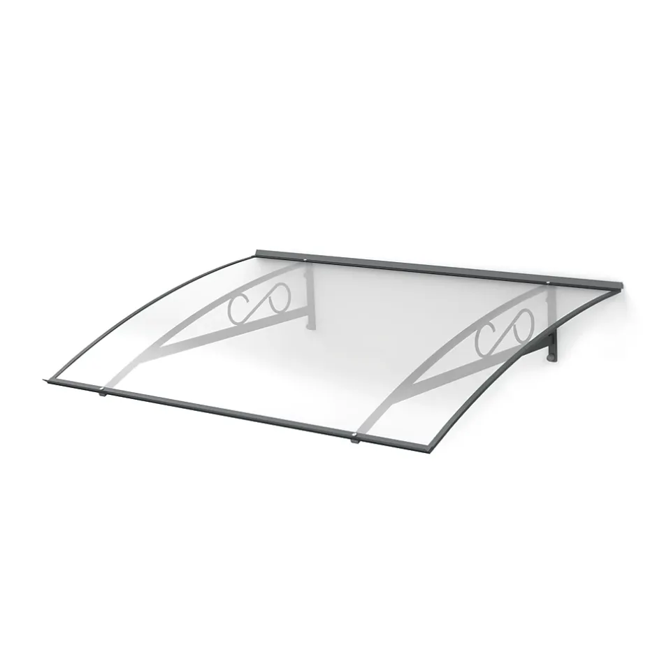Auvent Pierro 150x90, couleur anthracite RAL7016, plaque incolore, polycarbonate alvéolaire-Arctom Best