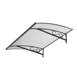 Auvent Pierro 150x90, couleur anthracite RAL7016, plaque incolore, polycarbonate alvéolaire-Arctom Best