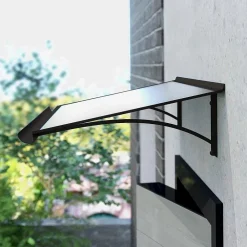 Auvent Saba 120x54, couleur anthracite RAL7016, plaque en PMMA satinée-Arctom Online