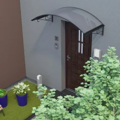 Auvent Saba 120x54, couleur anthracite RAL7016, plaque en PMMA satinée-Arctom Online