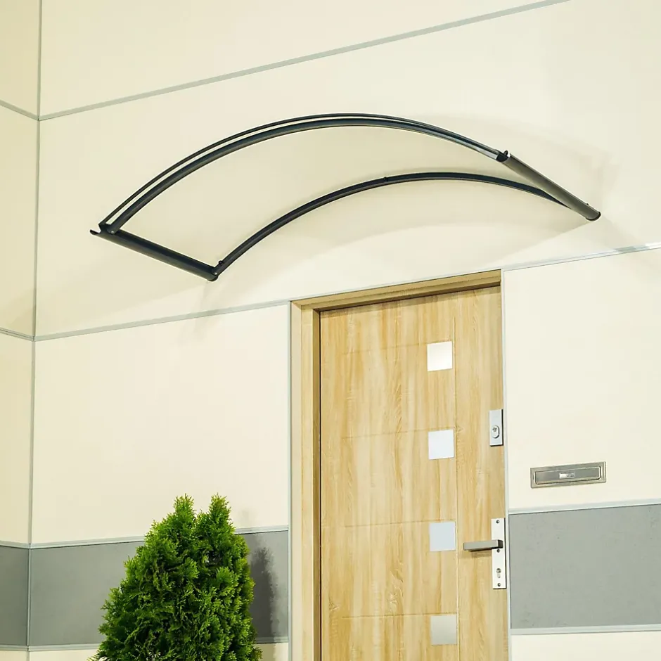 Auvent Top 130x70, couleur anthracite RAL7016, plaque incolore-Arctom Online