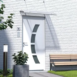 Auvent Turk 140x82, couleur blanc RAL9016, plaque incolore-Arctom New