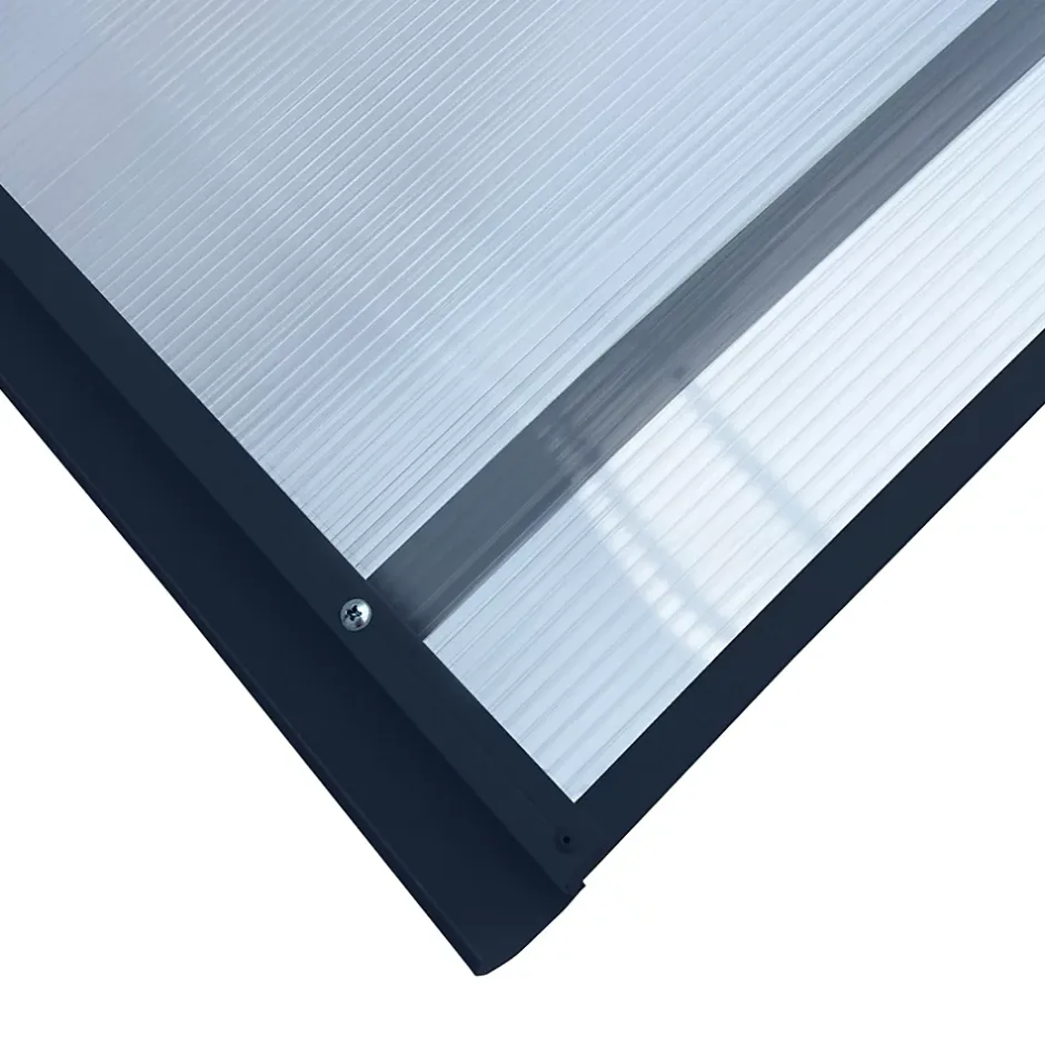 Auvent à cadre en aluminium RODEO R-150 7016 bombé avec revêtement en polycarbonate-Starkedach Clearance