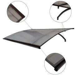 Auvent à cadre en aluminium courbé L-160 8017 avec revêtement en polycarbonate-Starkedach Discount