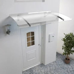 AUVENT - MARQUISE DE PORTE D'ENTRÉE MÉLANIE Gris clair, L.150 cm, Profondeur totale - 90 cm-McCover Outlet