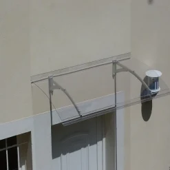 AUVENT - MARQUISE DE PORTE D'ENTRÉE MÉLANIE Gris clair, L.150 cm, Profondeur totale - 90 cm-McCover Outlet