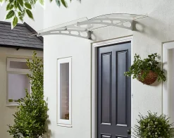 Geom Auvent alu et polycarbonate Lt line blanc 140 x 90 cm