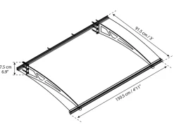 Auvent arrondi Altair gris clair l.150,5 x P.91,5 x H.17,5 cm-Canopia by Palram Online