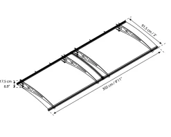 Canopia by Palram Auvent arrondi Altair gris clair l.302 x P.91,5 x H.17,5 cm