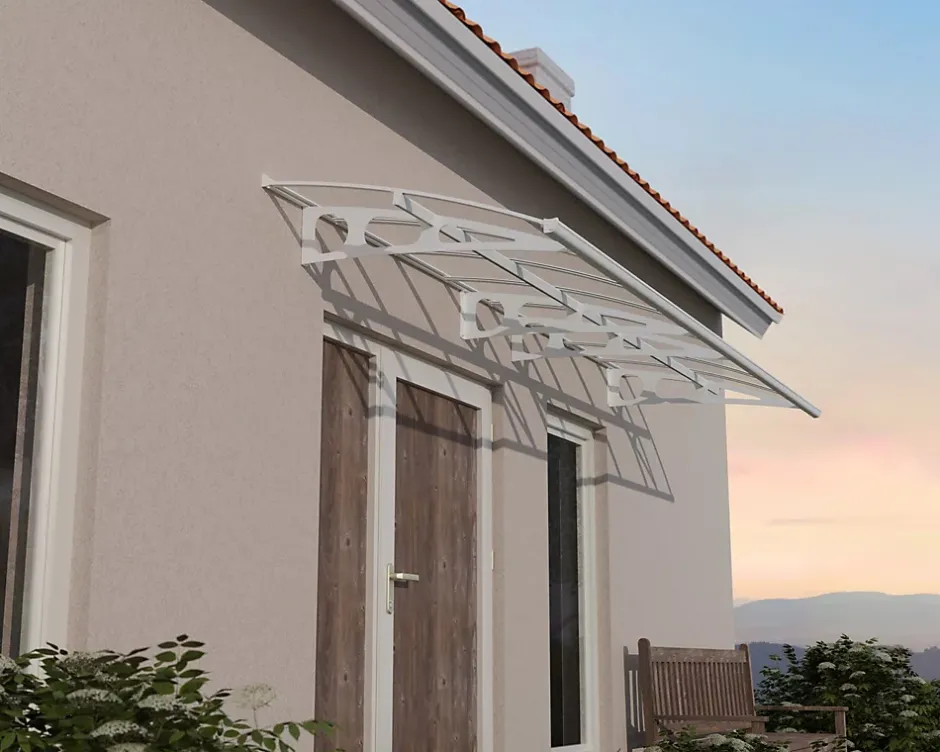 Auvent arrondi Bordeaux blanc l.447 x P.139 x H.33 cm-Canopia by Palram Sale