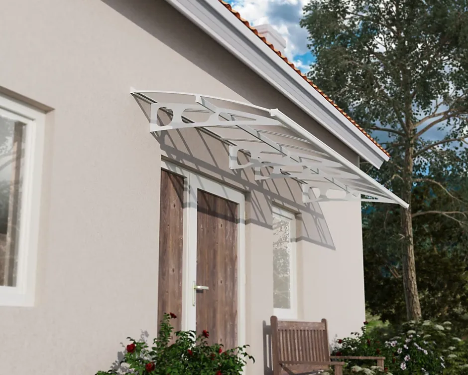 Auvent arrondi Bordeaux blanc l.447 x P.139 x H.33 cm-Canopia by Palram Sale