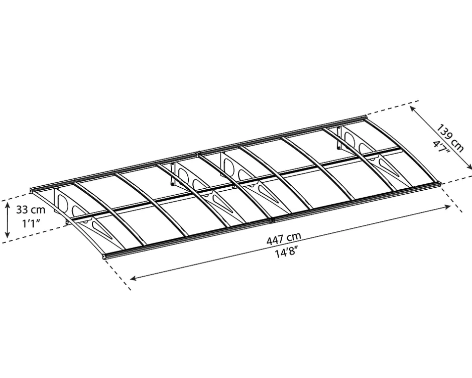 Auvent arrondi Bordeaux blanc l.447 x P.139 x H.33 cm-Canopia by Palram Sale