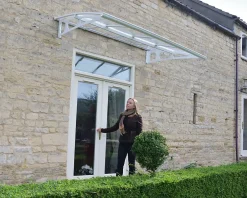 Auvent arrondi Bordeaux blanc l.223,5 x P.139 x H.33 cm-Canopia by Palram