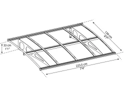 Auvent arrondi Bordeaux blanc l.223,5 x P.139 x H.33 cm-Canopia by Palram
