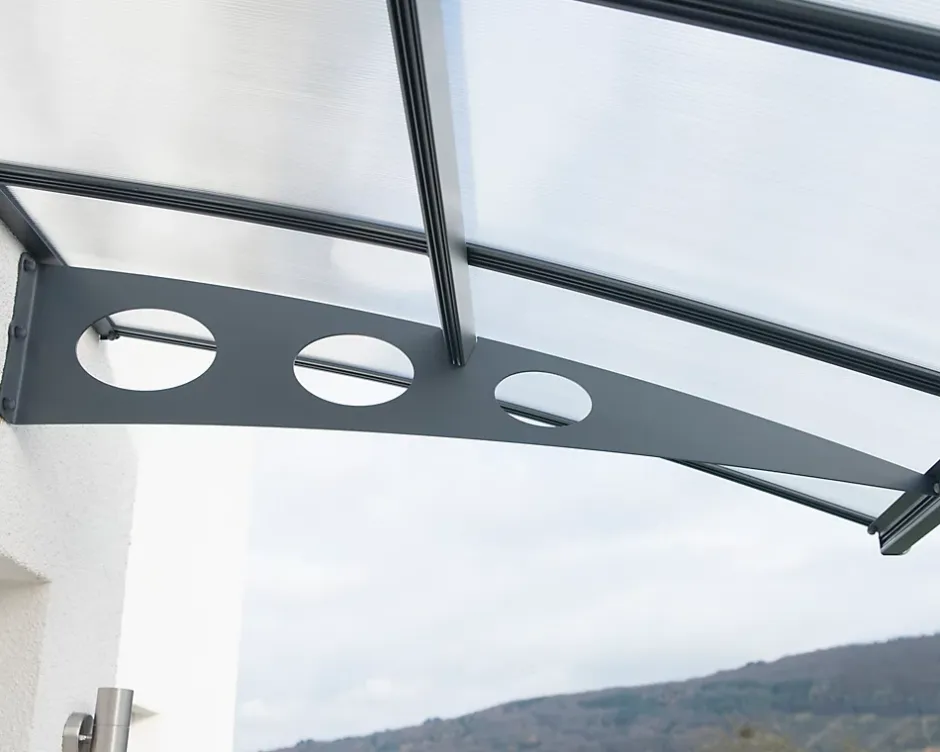 Auvent arrondi Herald gris l.670,5 x P.139 x H.33 cm-Canopia by Palram Clearance