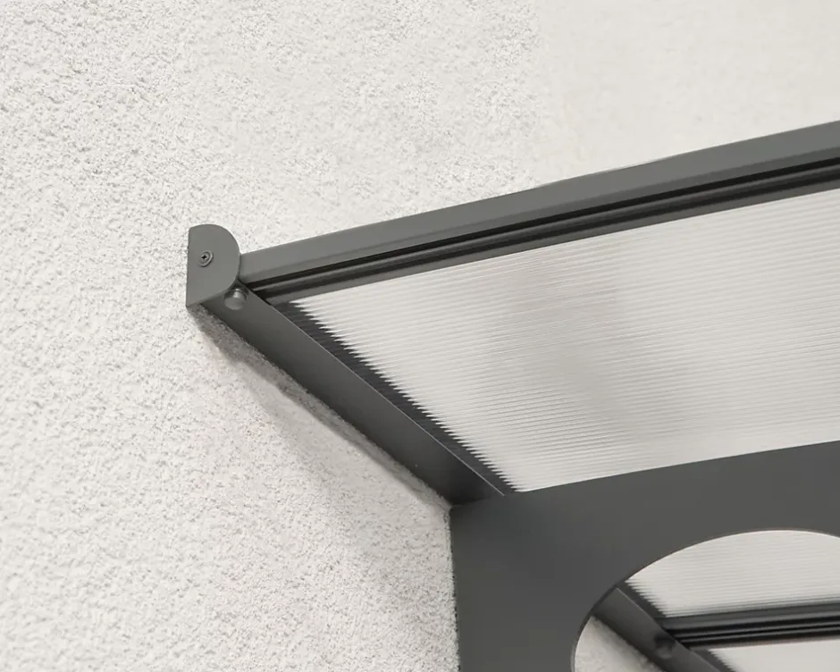 Auvent arrondi Herald gris l.670,5 x P.139 x H.33 cm-Canopia by Palram Clearance