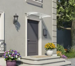 Auvent arrondi Lyra blanc l.135 x P.90,5 x H.15,5 cm-Canopia by Palram Online