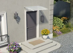 Auvent arrondi Lyra blanc l.135 x P.90,5 x H.15,5 cm-Canopia by Palram Online