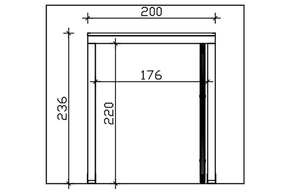 Skan Holz Auvent bois Flensburg, 200 x 125 cm, épicéa, traitement coloré gris ardoise