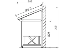 Auvent bois Paderborn 7, 336x202cm, épicéa, traitement coloré anthracite-Skan Holz Online