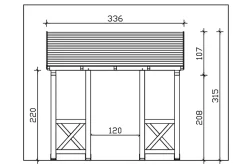 Auvent bois Paderborn 7, 336x202cm, épicéa, traitement coloré anthracite-Skan Holz Online