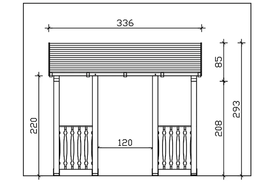 Auvent bois Paderborn 6, 336x156cm, épicéa, traitement coloré blanc-Skan Holz Discount
