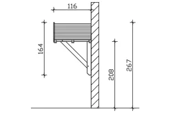 Auvent bois Siegen 1, 247x116cm, épicéa, traitement coloré anthracite-Skan Holz Clearance