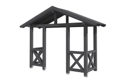 Skan Holz Auvent bois Stralsund 5, 360x139cm, épicéa, traitement coloré gris ardoise