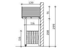 Skan Holz Auvent bois Stralsund 6, 360x139cm, épicéa, traitement coloré gris ardoise