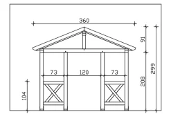 Auvent bois Stralsund 7, 360x187cm, épicéa, traitement coloré anthracite-Skan Holz
